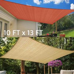 New In Box 10x13 Feet Large Rectangular Sun Sail Shade With Ropes Tan Or Terra Color Canopy Sun Block 