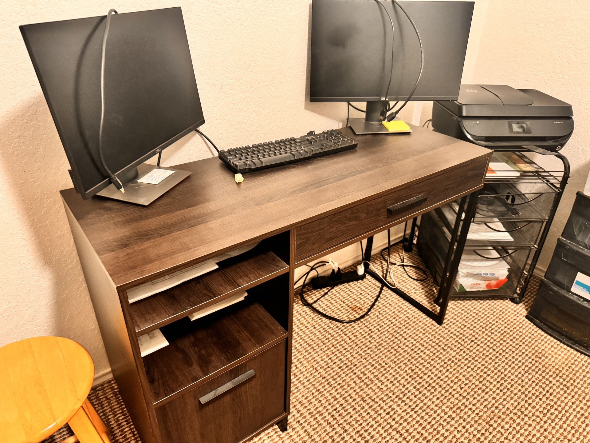 Brown Desk With Drawers 