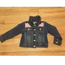 Customized Denim Jacket w/ Pink Flowers 