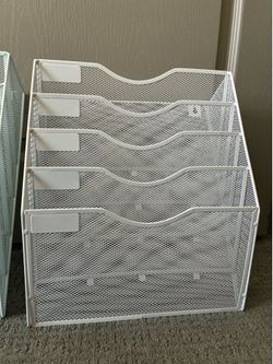 White Mesh File Organizers (Set of 2)