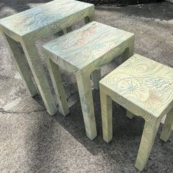 ***PROJECT!! THREE UNIQUE NESTING TABLES/ PLANT STANDS(see Description)