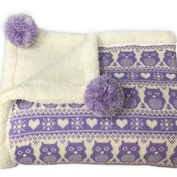 Cozy Purple Owl Kids Blanket 30x40
