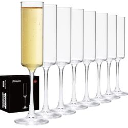For Sale: Champagne Flutes 5oz,Clear Champagne Glasses Set of 8