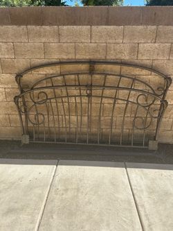 Metal Bed Headboard with Scroll Design