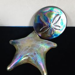 (2) GLASS  Starfish And Sand Dollar