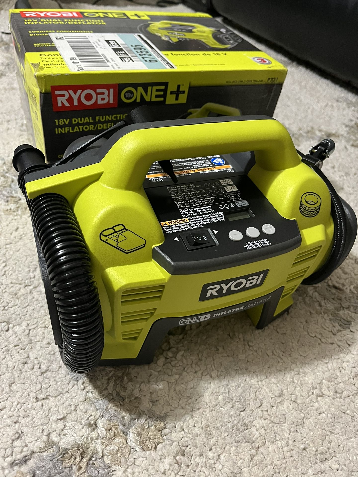 Ryobi P731 One 18v Dual Function Power Inflator/deflator Cordless Air