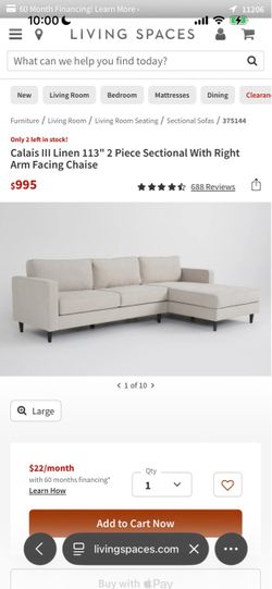 Living spaces white linen chaise couch