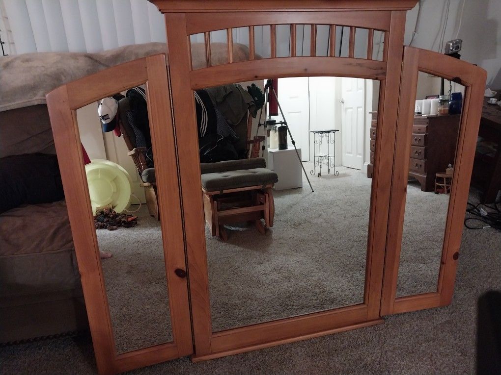 Tri Fold Contemporary Mission 54" Dresser Mirror