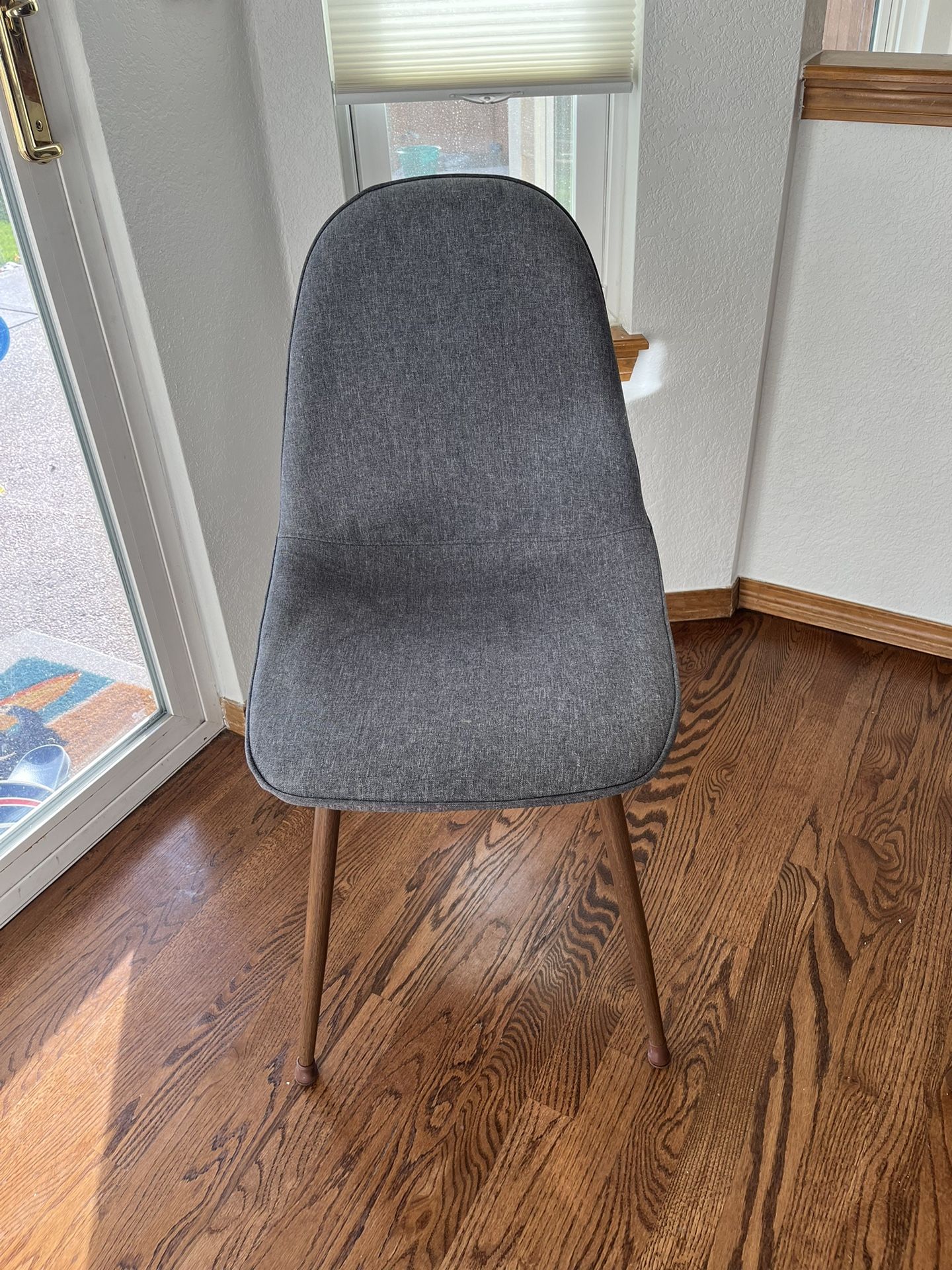 Set Of 4 Dark Gray Upholstered Mid Century Modern Dining Chairs 