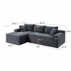 94.5” sectional boneless sofa