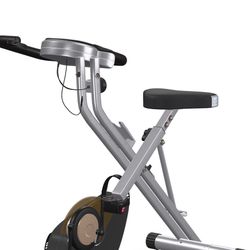 Exerpeutic Foldable Exercise Bike, 8 levels of Resistance Stationary Bicycle with Airsoft Seat, LCD Display to Track Distance, Calories, Time and Spee