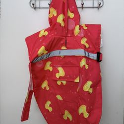 Dog Raincoat Size Large- Bright Pink With Yellow Ducks