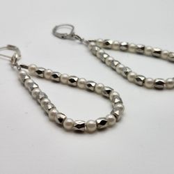 Silver And Pearl Hoops