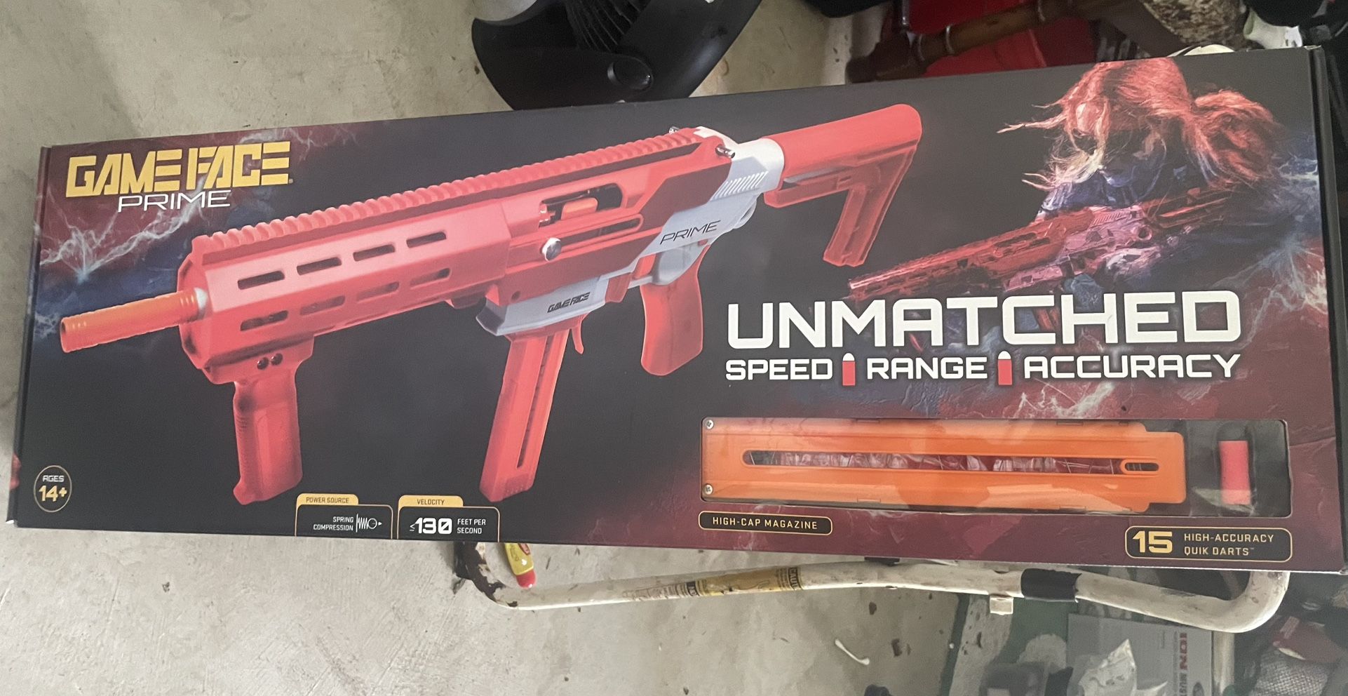 Game Face Prime Spring-Powered Foam Dart Blasters Red