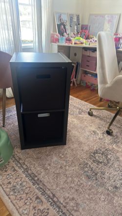 Black 2 bin storage cabinet