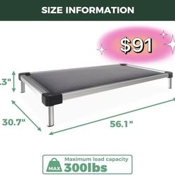 😀 FXW 56”X 31”TitanNest Elevated Dog Bed, Chew-Proof Padded Cot for Extra Large Dogs, Crate, Outdoor/Indoor/Camping Use, Durable & Washable Pet Bed,