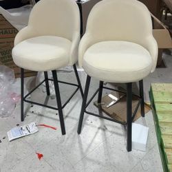 ❤️‍🔥 35.04 in. Fabric Upholstered Swivel Counter Height Bar Stool with Metal Frame for Diningroom in Beige (Set of 2)$130