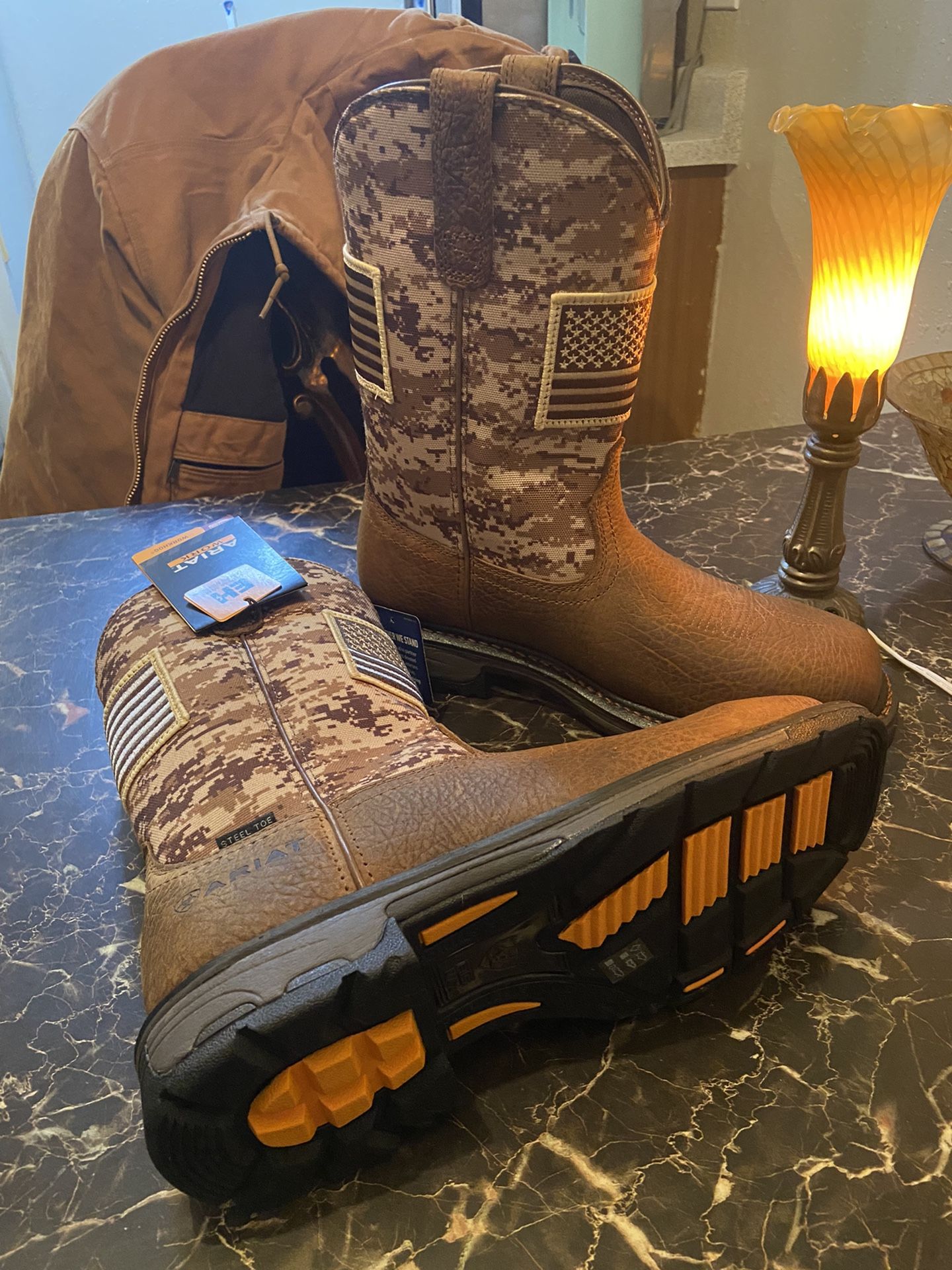 Size 9.5 /nd 10.5 Ariat Work Boots WorkHog Patriot Steel Toe