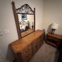 Bedroom Dresser with Mirror and Nightstand 
