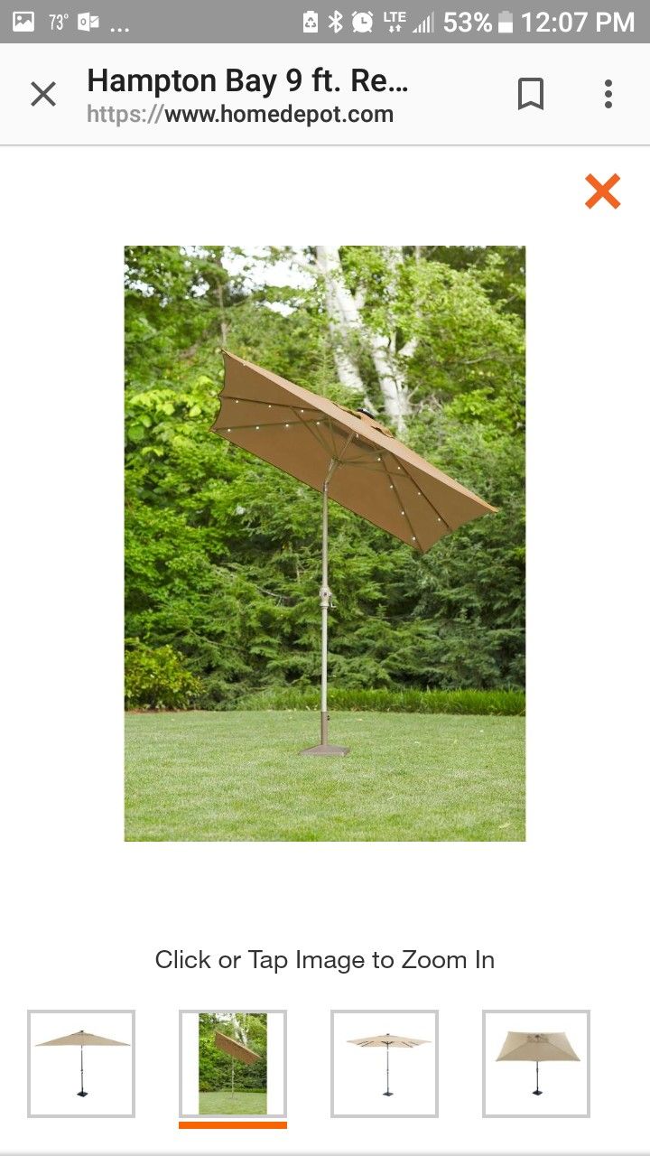 Hampton Bay 9'x7' Rectangular Umbrella with LED Lights