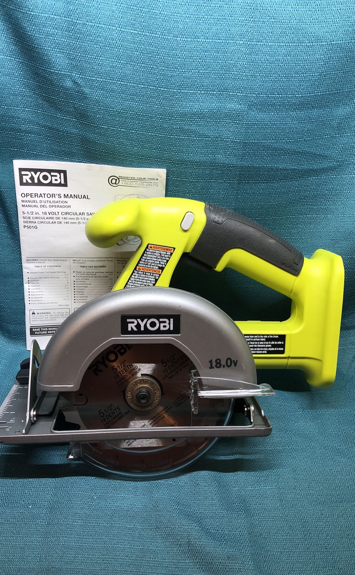 NEW Ryobi P501G 18V 5-1/2" Cordless Circular Saw (Bare tool )