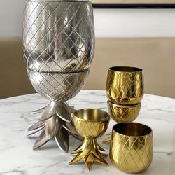 Handmade Brass Plated Pineapple Tumblers | Barware - Set of 2