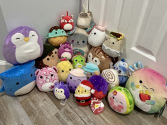 Huge Squishmallow Lot – 23 Plush (10”, 7”, 5”, 4”, Clip)