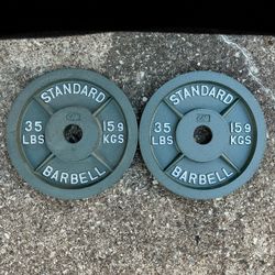 35lb Olympic 2" weight plate weights plates 35 lb 35lbs Ibs cast iron for Barbell Bar