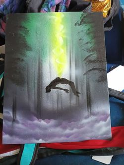 Original Spray Paint Art on Canvas panel