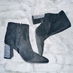 Black Silver Sparkle Heel Boot