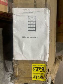 SaleSumo 72 in. Burnish Black Metal 6-Shelf Etagere Bookcase with Open Back