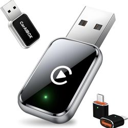 Wireless CarPlay Adapter for iPhone, Convert Wired to Wireless Apple CarPlay Adapter, Plug & Play, No Delay & Stable Control, Mini Size, USB & USB-C/T
