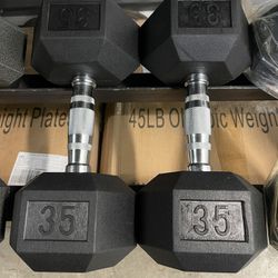 35 lbs Hex Rubber Dumbbells….(Brand New) 2 X 35 lbs 70 lbs total… Price Is Firm!!!