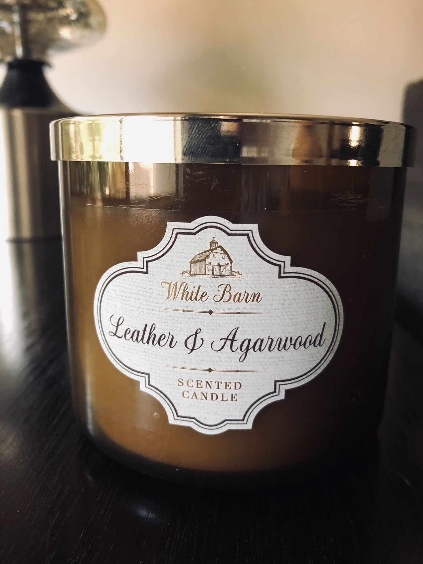 Bath & Body Works Leather & Agarwood 3 wick candle