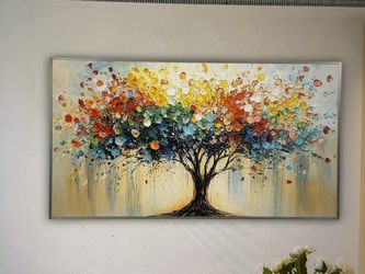 Abstract Tree Of Life Oil Painting 32”x64”