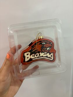 Vintage Oregon state beavers glass ornament