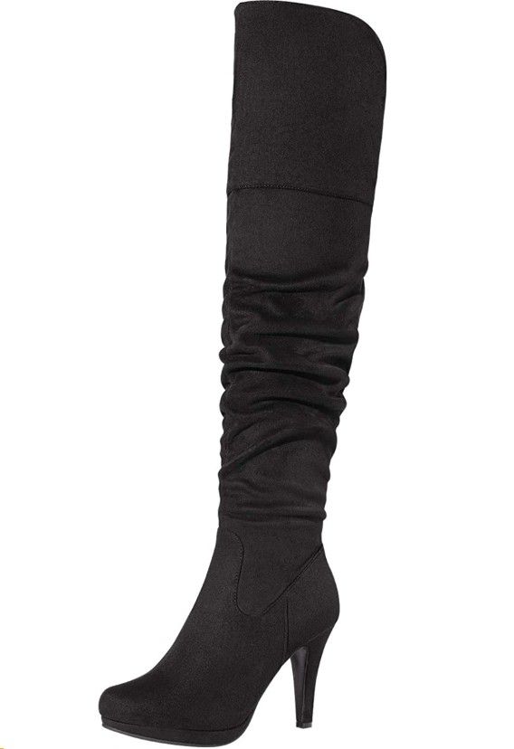 DREAM PAIRS Women's Thigh High Chunky Heel Platform Over The Knee Boots•
