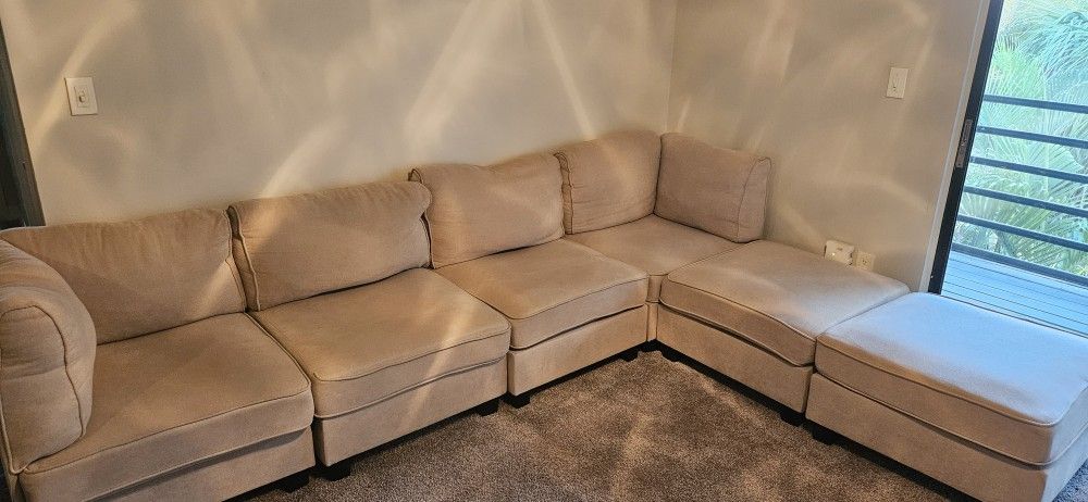 Biege Sectional Couch - Good Condition, Lightly Used