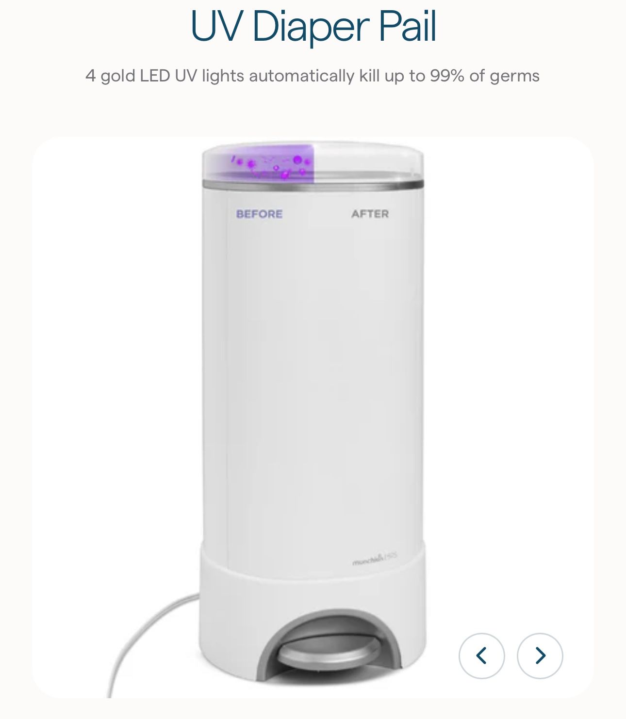 Brand New Munchkin® UV Diaper Pail #1 in Odor Control