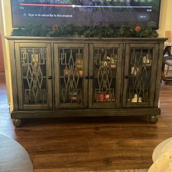 TV Stand w/ glass doors and shelves 