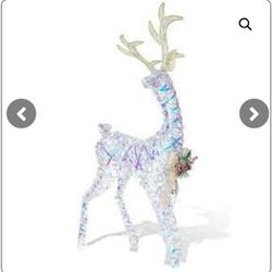 Lighted Christmas Reindeer Outdoor Decoration with 360 LED Lights and Stakes Outdoor Holiday Buck Deer Decorations for Home Lawn Yard Garden

