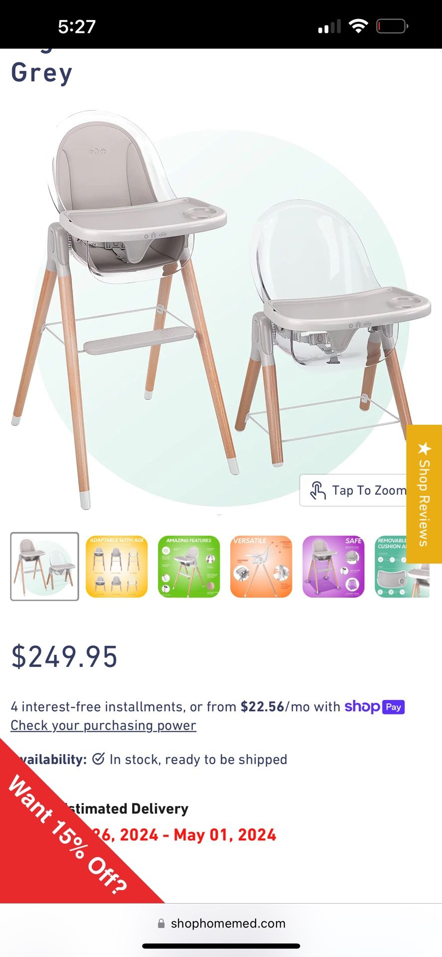 Children Of Design Deluxe High Chair With Cushion