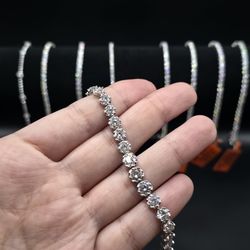 Stamped Sterling Silver, Genuine Moissanite Stones Bracelet