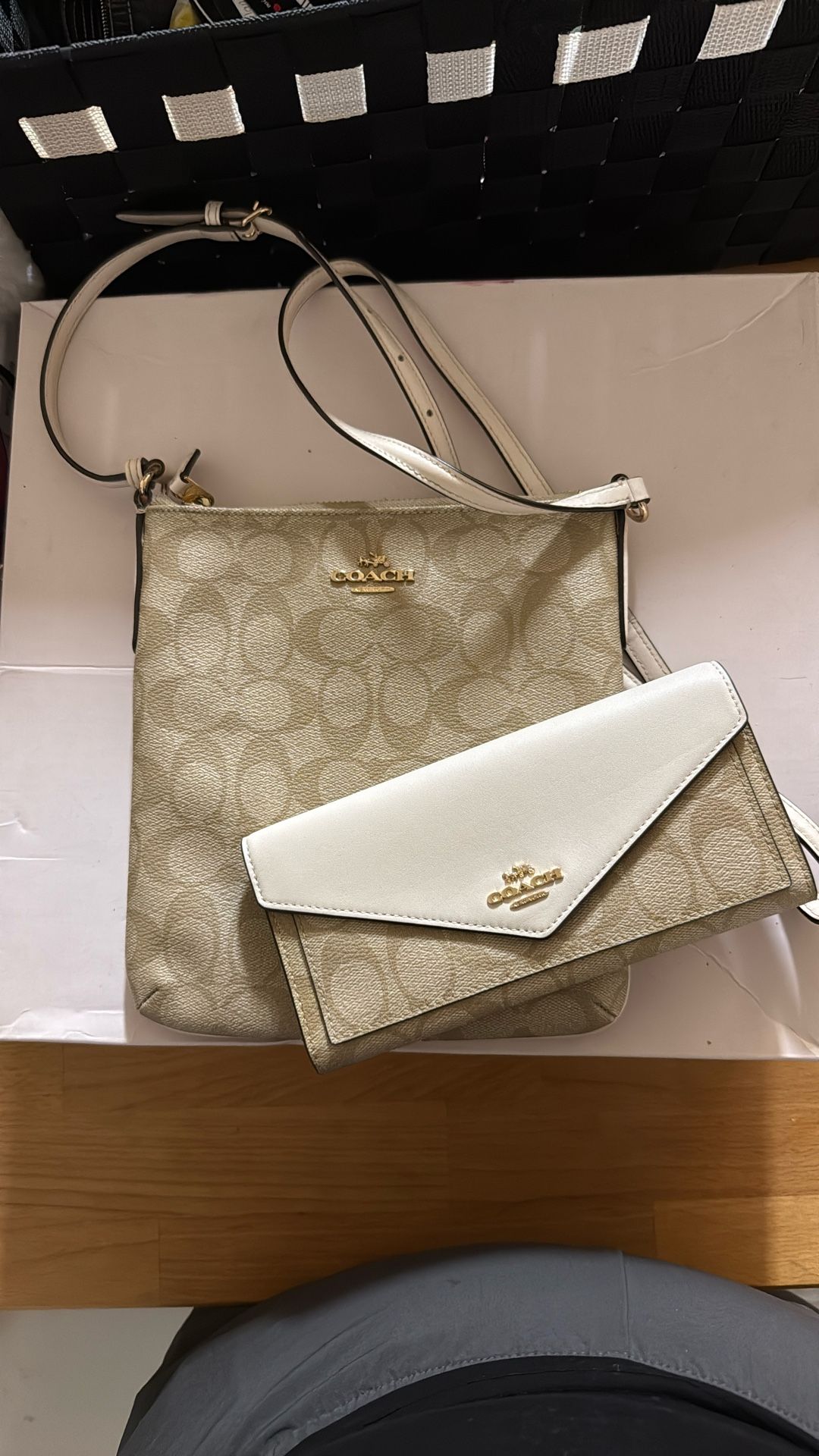 Coach Khaki Wallet & Cross Body Purse