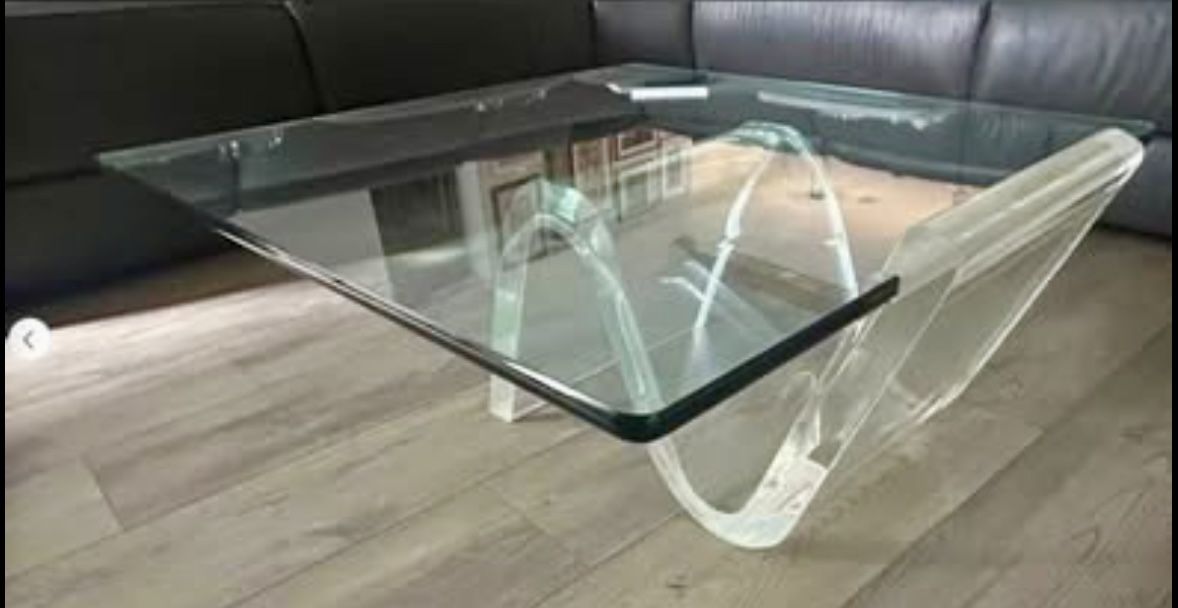 Mid-Century Modern Lucite Wave Base Coffee Table ✨