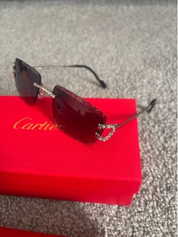 Black & Silver Cartier Rhinestone Sunglasses