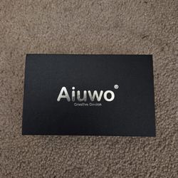 Aiuwo Card Leather Wallet with AirTag Slot RFID Blocking Gift Box Black 