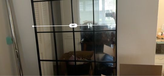 Black Grid Frame Floor Mirror 30"