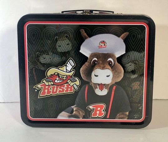 Rapid City Rush Lunchbox , ECHL Minor Ice Hockey with Goalie & Nugget the Mascot