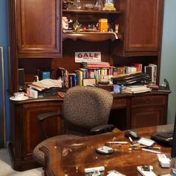 Complete Executive Desk,Credenza&Hutch,Two Filing Cabinets
